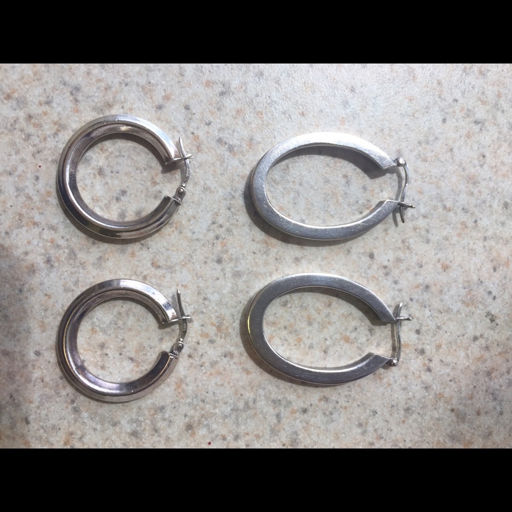 Sterling silver hoop earrings set of 2