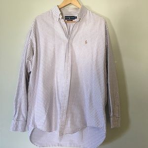Lg White with Purple Stripes Polo long sleeve
