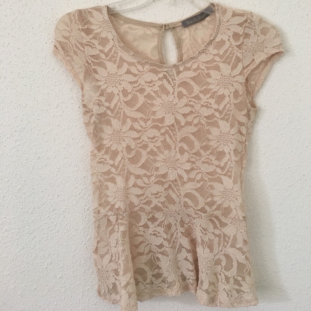 Cream Peplum shirt