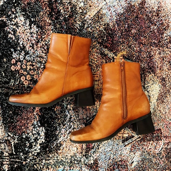 Shoes - Vintage urban boho camel cognac brown ankle boots