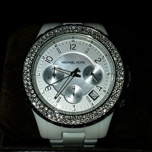 Michael Kors White Glitz Madison Watch
