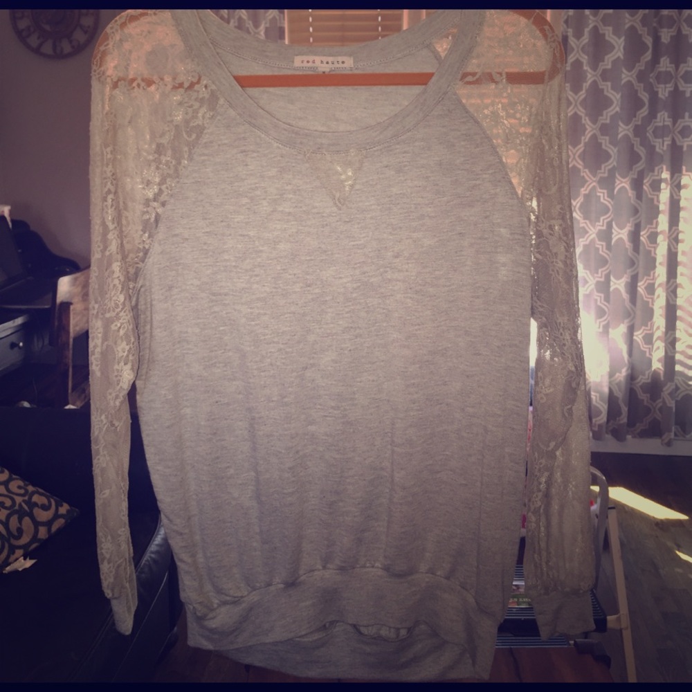 Red Haute Lace Sweatshirt