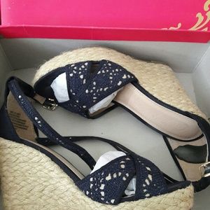 Candie's Navy Lace Espadrille 7.5 8