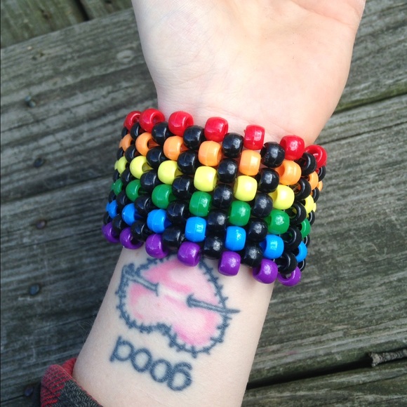 Set Of 3 Rainbow Rave Kandi Cuffs - Picture 4 of 4