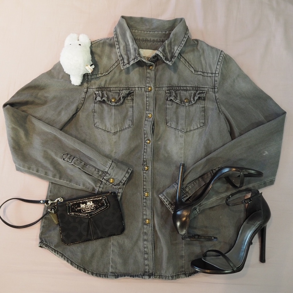 Brandy Melville Dark Grey Button Up