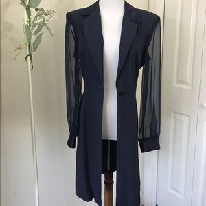 Vintage Navy Sheer Sleeves Blazer Vintage Navy Sheer Sleeves Blazer