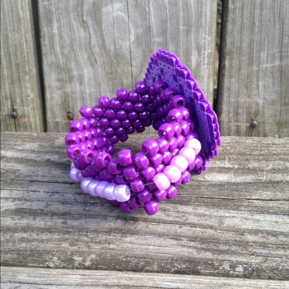 Purple Mermaid Shell Rave Kandi Cuff - Picture 2 of 3