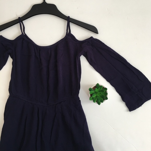 one clothing Pants - Navy cold shoulder bell sleeve romper