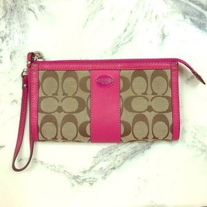 Spring hot pink Coach signature zippy wallet