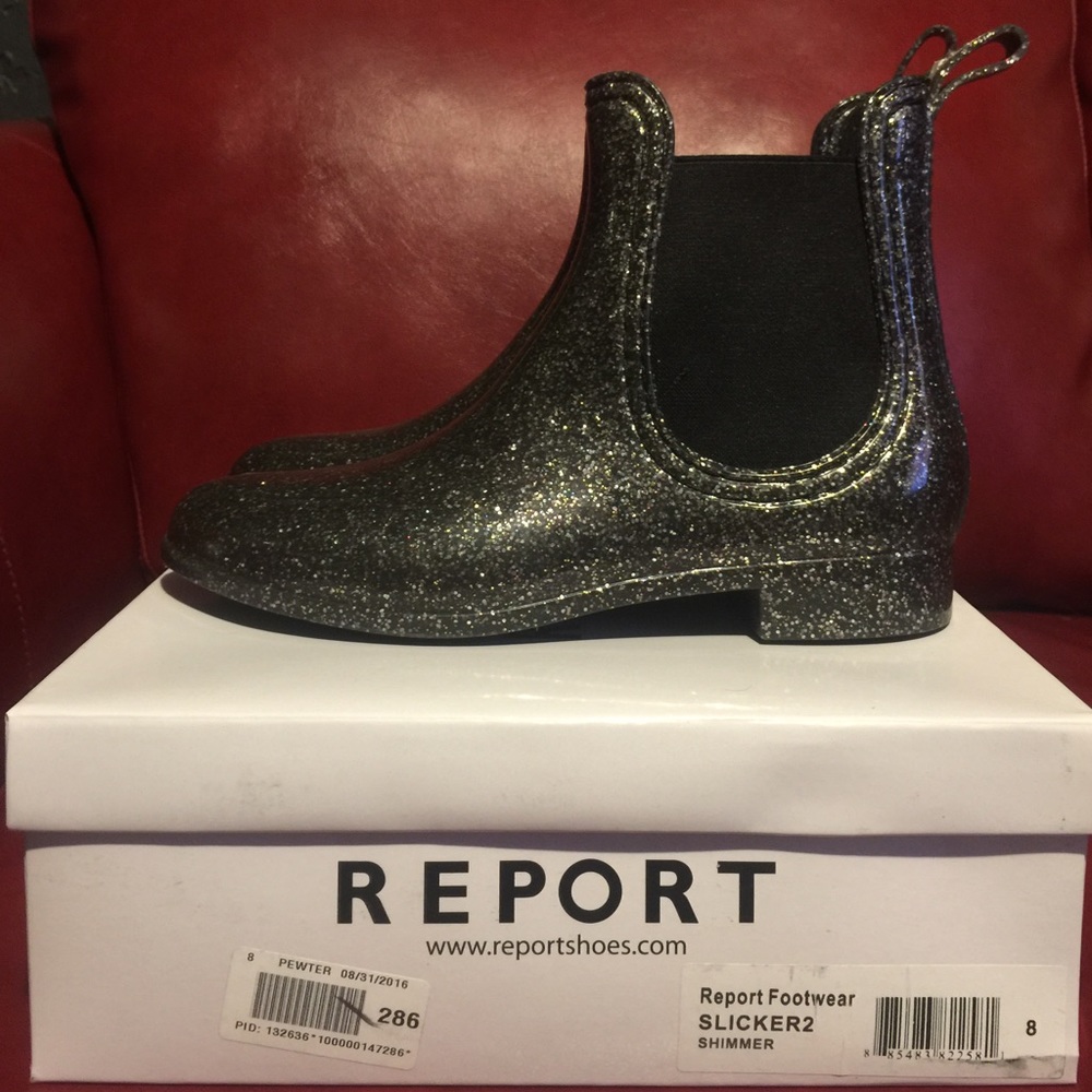 Report Slicker2 Chelsea Rain Boots Glitter Shimmer