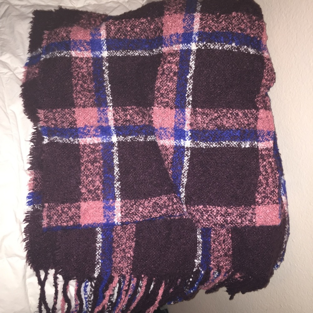 Flannel plaid blanket scarf