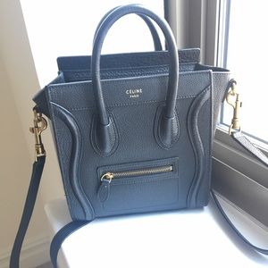 Celine Nano Luggage Tote (Black grain leather)