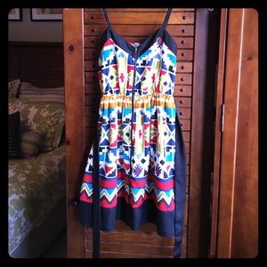 Just Ginger Aztec Tribal Zip Up Dress Small