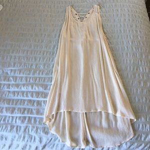 Cream lace up loose flowy dress