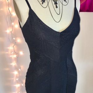 Guess patch lace and sheer panel pencil dress