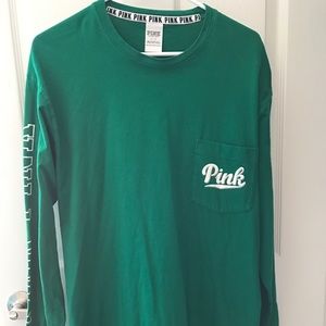 victoria's secret PINK- long sleeve green tee