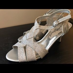 Silver kitten heels