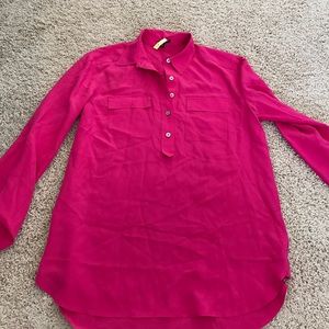 100% silk, magenta button up blouse