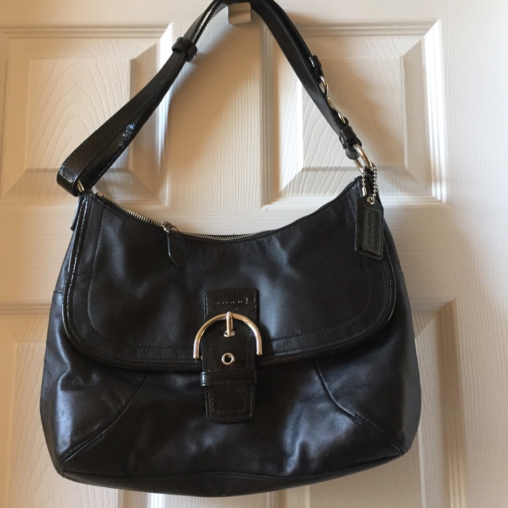 Authentic Black leather Coach Bag Great Condition!