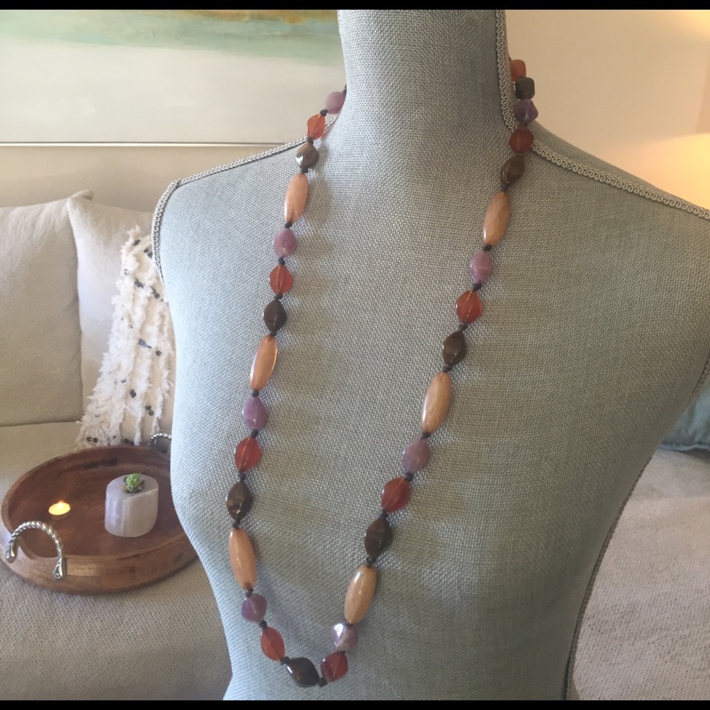 Multi colored 32" beaded necklace