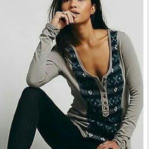 NWT - Free People Rare Thermal/ Henley Cuff