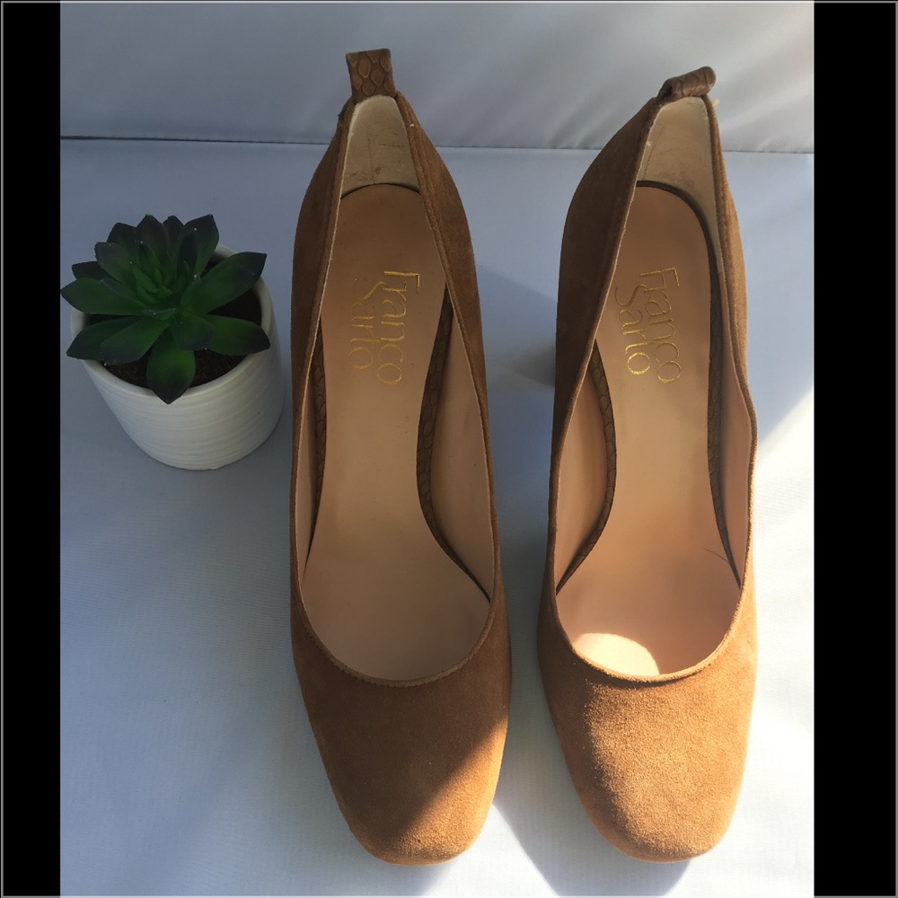 Size 6 Franco Sarto Tan Suede Heels