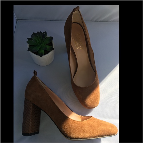 Size 6 Franco Sarto Tan Suede Heels - Picture 3 of 3