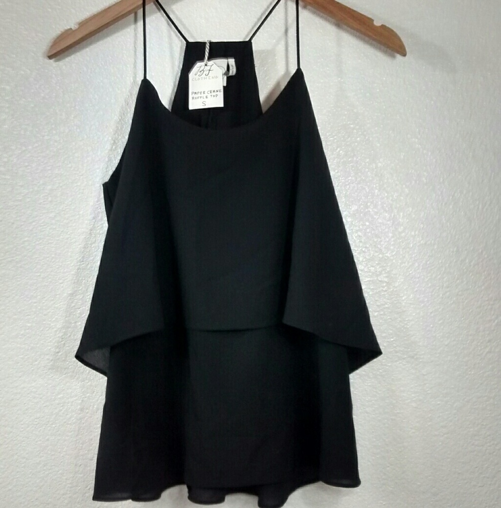 ONE DAY SALE Black Ruffle Tank