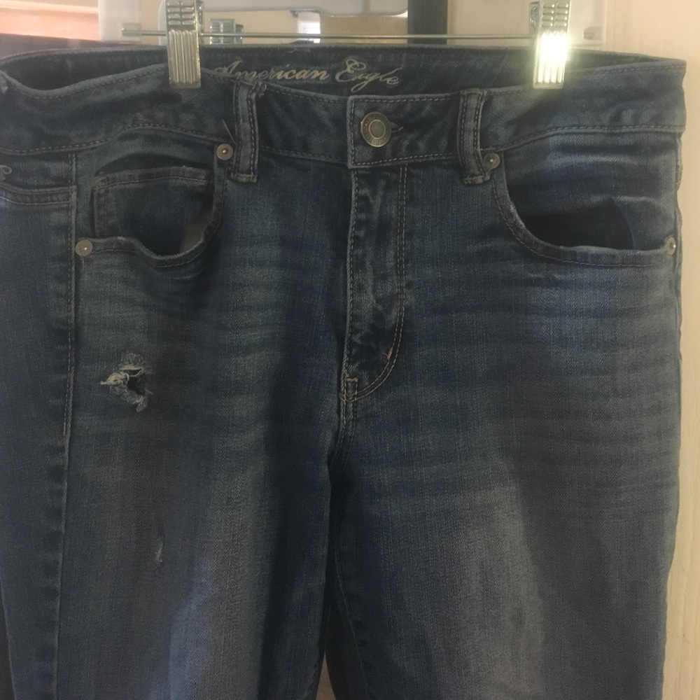 American Eagle Stretch Distressed Flare Jeans
