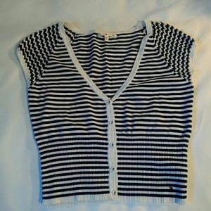 Tommy Hilfiger Short Sleeve Sweater Navy/White Med