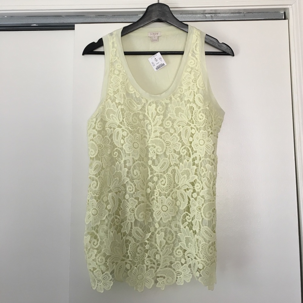 J crew size S light yellow lace tank top