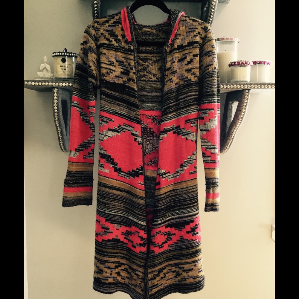 Long open hooded sweater