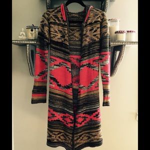 Long open hooded sweater