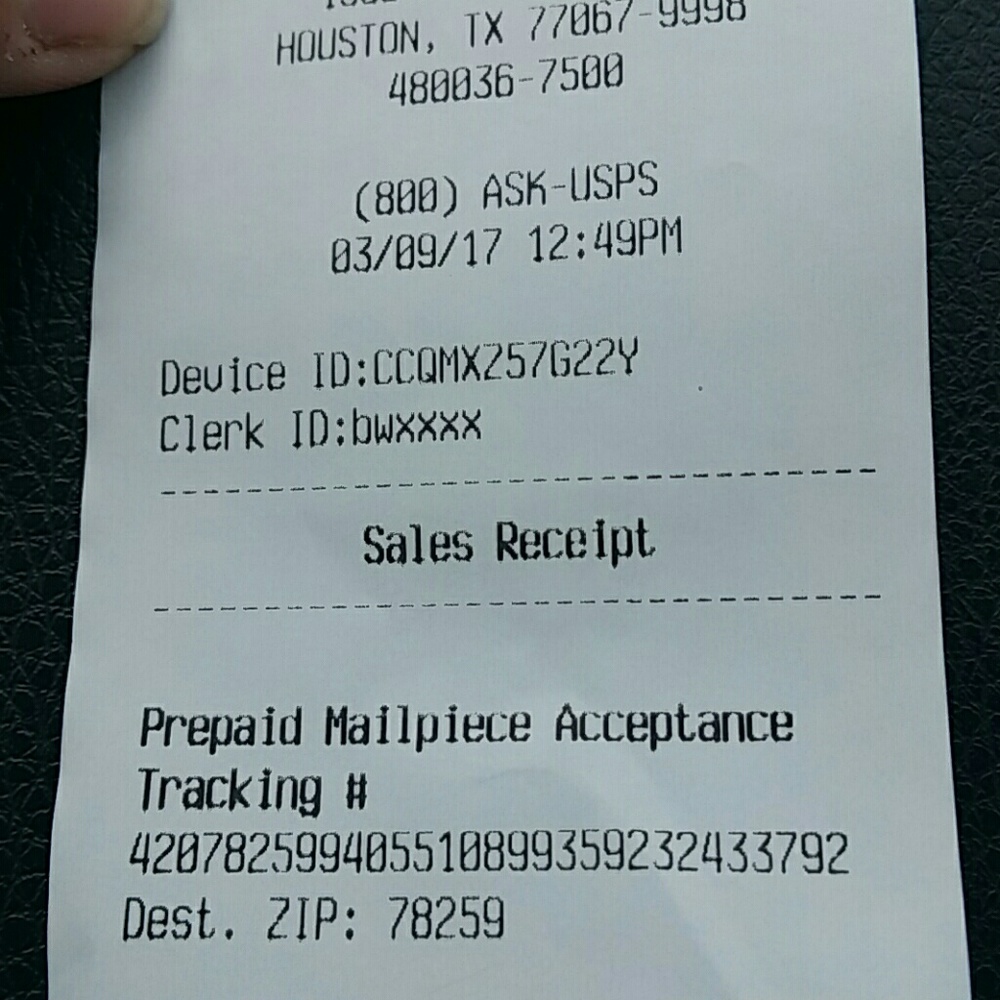 Last purchase shipping receipt