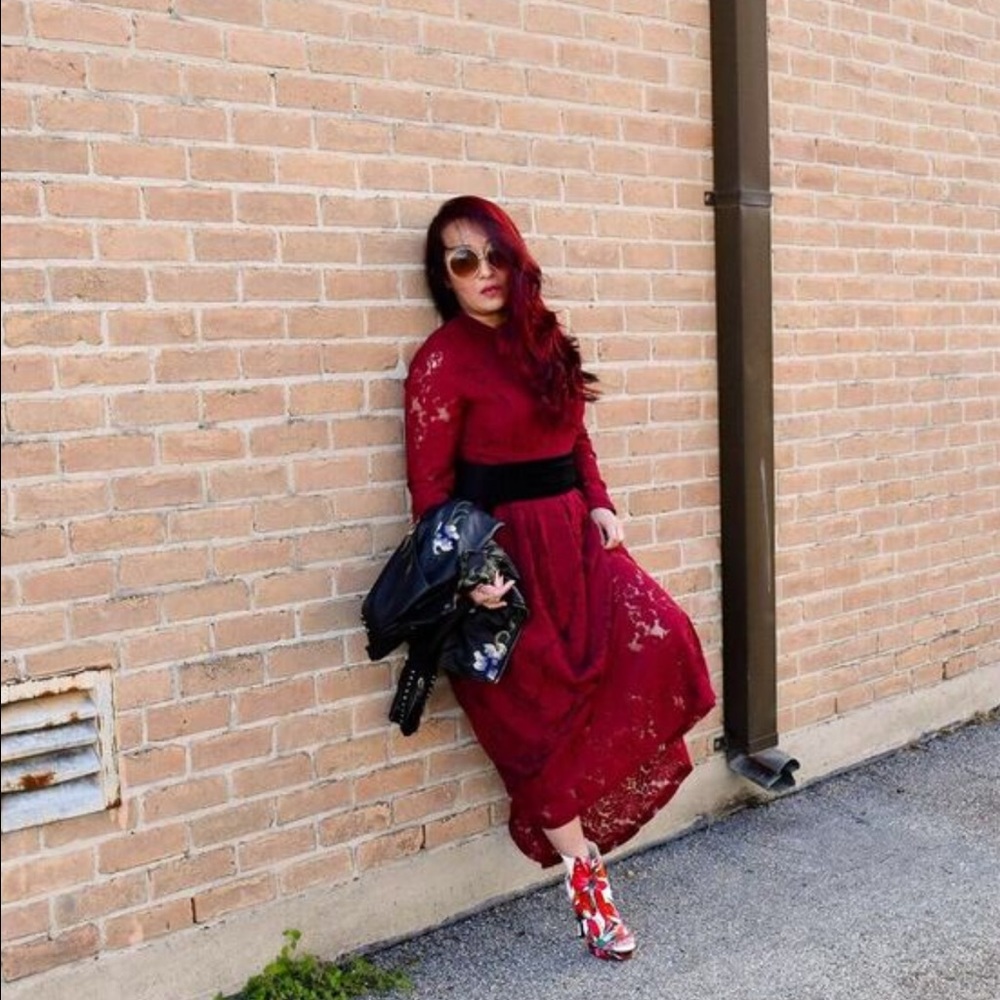 Red Lace Maxi Dress