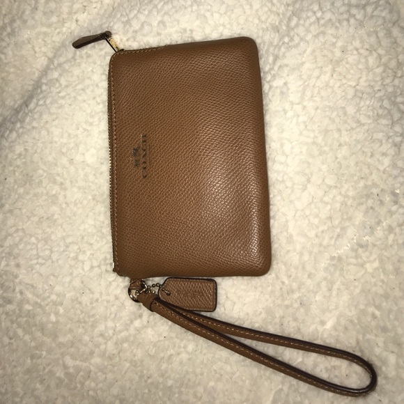 EMBOSSED small corner zip wristlet in leather - Picture 1 of 3