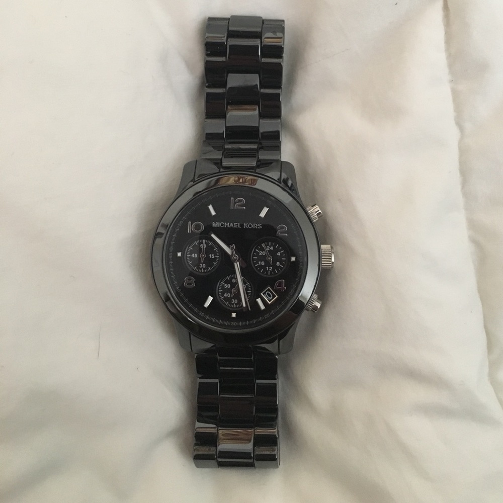 Black slate Michael Kors watch with links