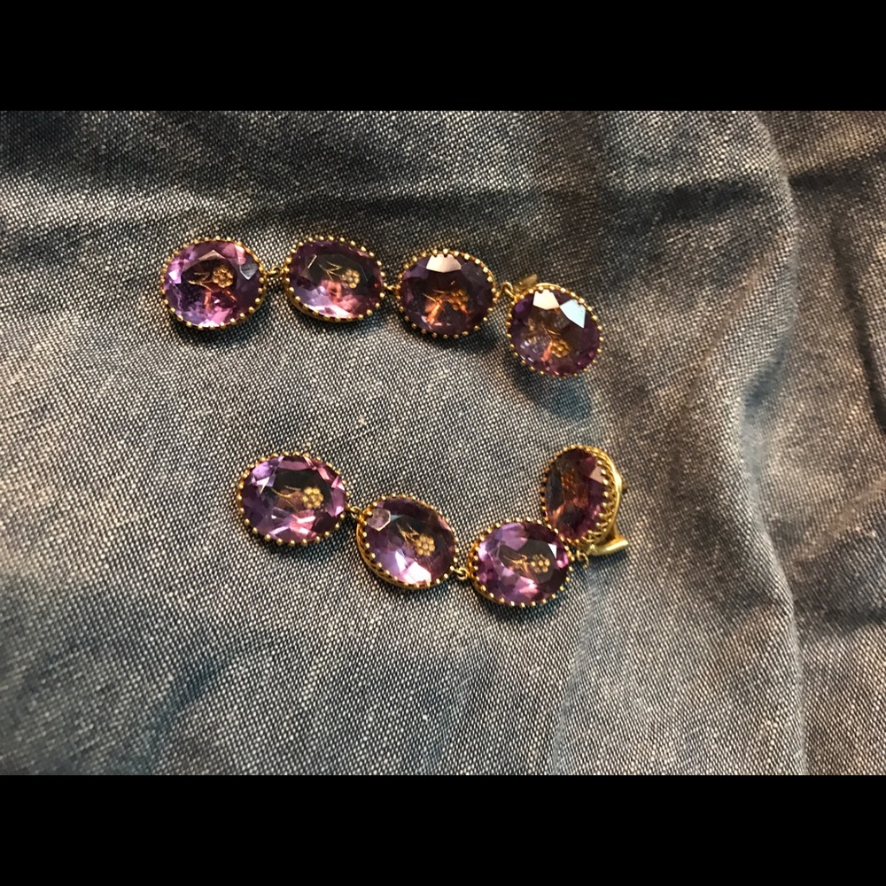 Antique Amethyst and gold drop earrings