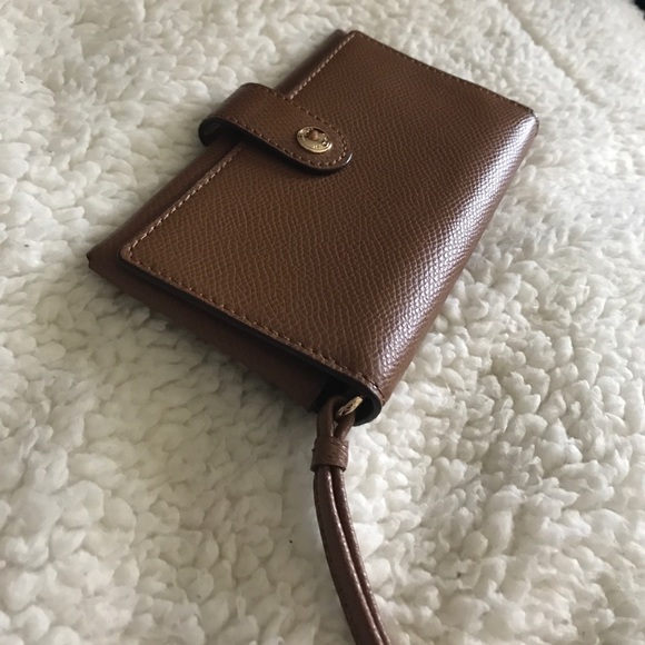 Phone Leather Clutch in Saddle - Picture 1 of 5