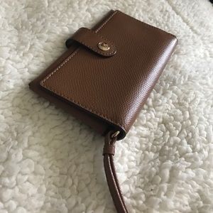 Phone Leather Clutch in Saddle