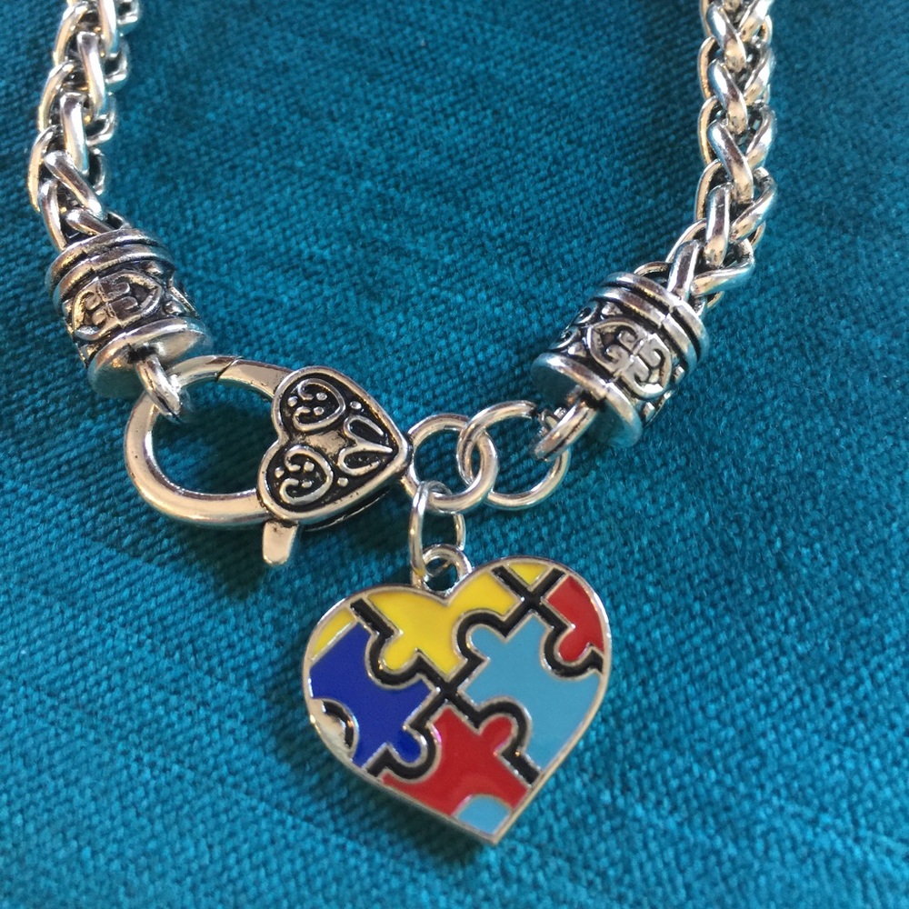 ✨ Autism Awareness Heart Charm Bracelet