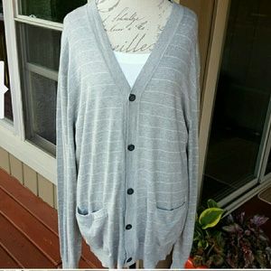 Banana Republic  grey and white stripe cardigan