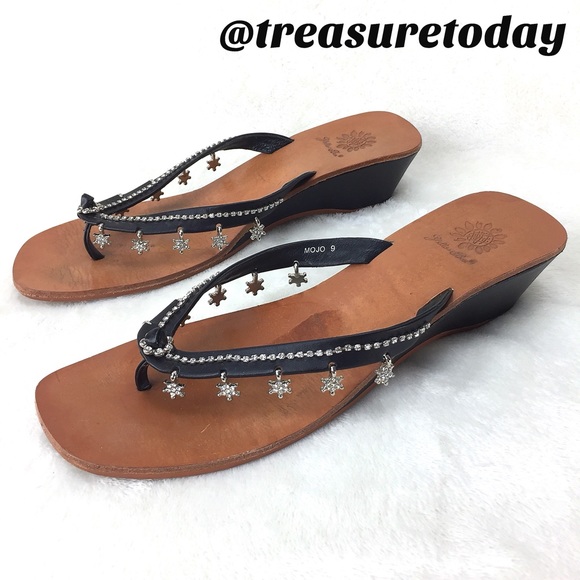 Yellow Box Shoes - Adorable Rhinestone Star Charm Leather Sandals