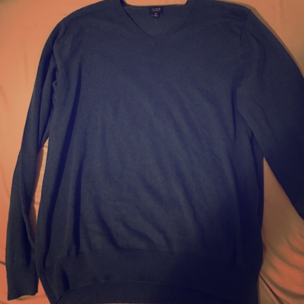 J. Crew dark blue v-neck cotton/cashmere sweater