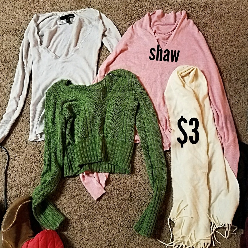Sweater, long sleeve,  shaw, scarf