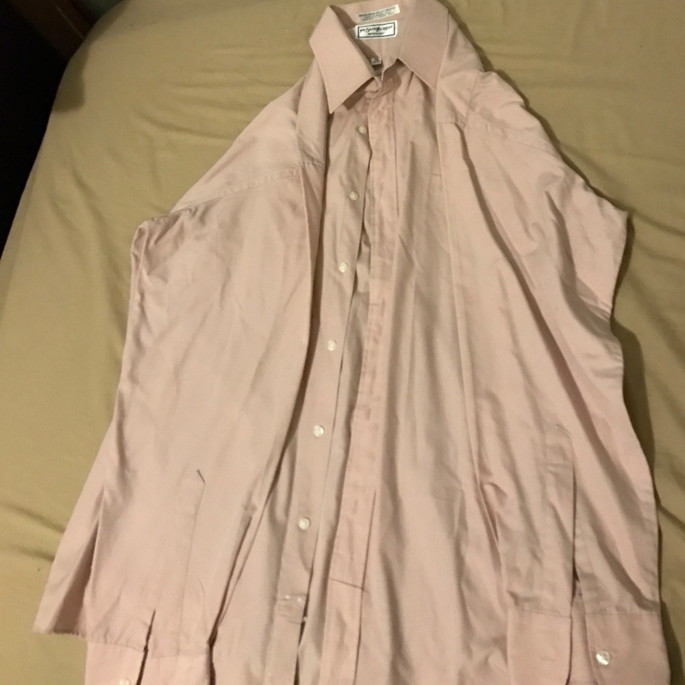 Yves Saint Laurent mens salmon dress shirt 16 32-3