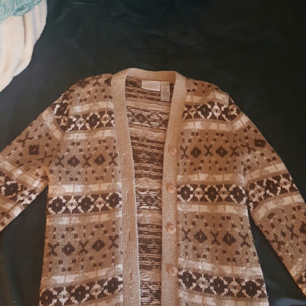 Brown patterned cardigan, Liz Claiaiborne S petite
