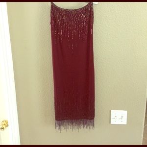 Burghandy sequined great gatsby flapper dress