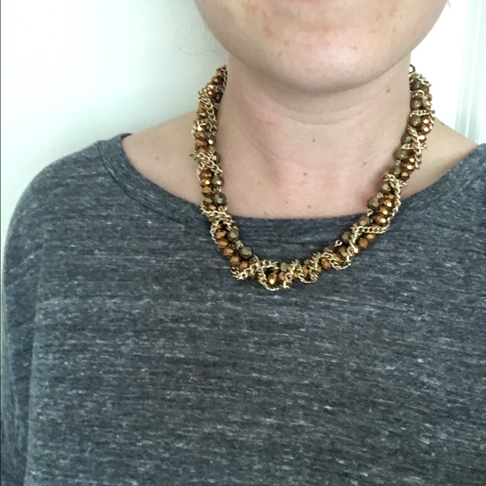 Gold Beaded Statement Necklace