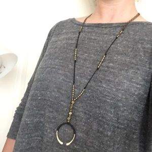 Long boho Wishbone-shape necklace